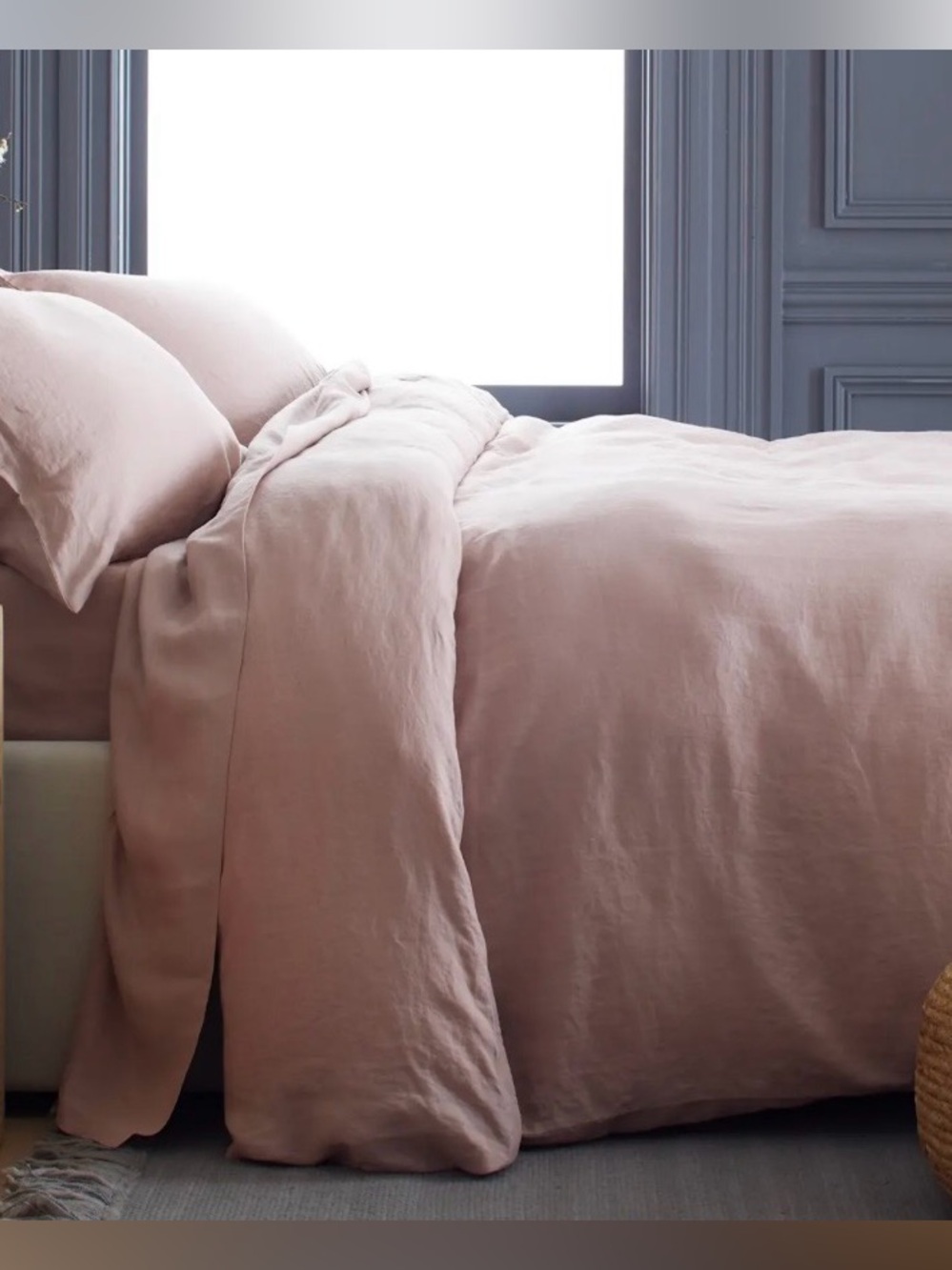 NWT Quince European Linen 3 Pc Duvet Cover Set, King/Cal (Dusty Mauve) - Picture 4 of 5